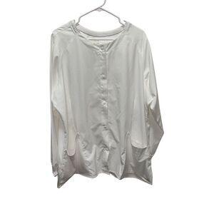 Wink W123 White Snap Front Scrub Jacket Plus Size 2X Long Sleeve Medical Warm Up